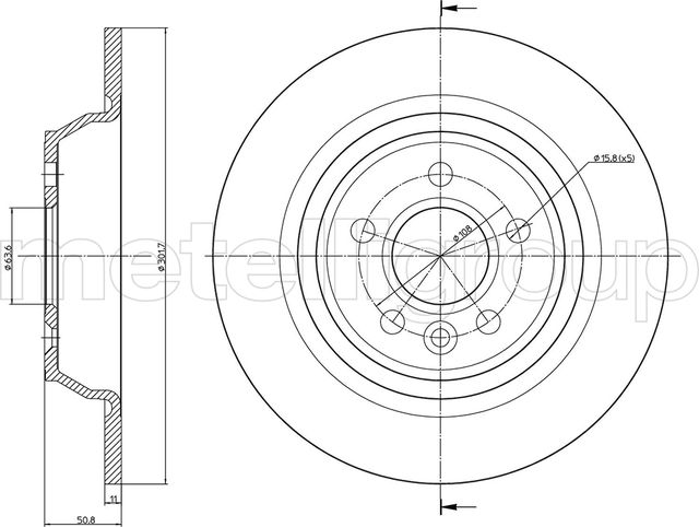 Тормозной диск Metelli задний для Land Rover Range Rover Evoque I 2011-2018. Артикул 23-0897C