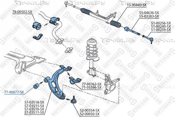 Сайлентблок переднего рычага подвески Stellox. Артикул 77-00877-SX