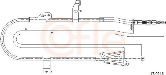 Трос ручника (тросик ручного тормоза) Cofle задний правый для Nissan Primera P12 2002-2008. Артикул 17.0246