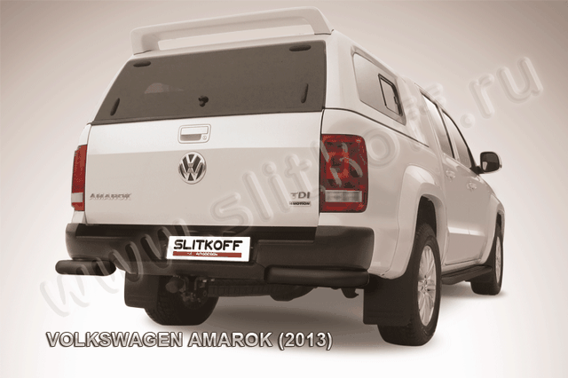Защита Slitkoff задняя d76 уголки ЧЕРНАЯ матовая для Volkswagen Amarok 2010-2015. Артикул VWAM13-013B