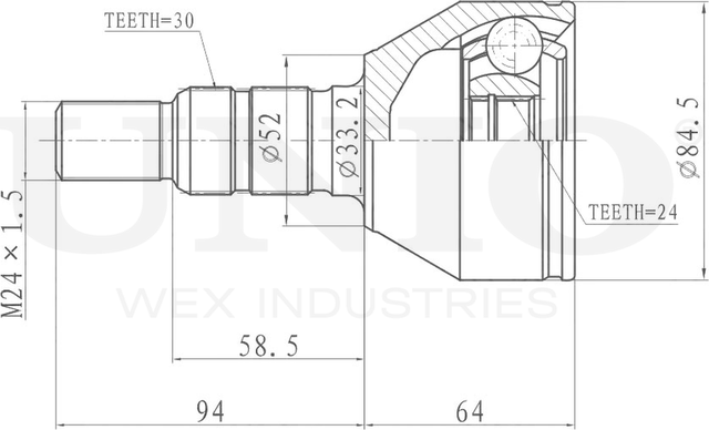 ШРУС наружный (Unio). Артикул CVJ-20234