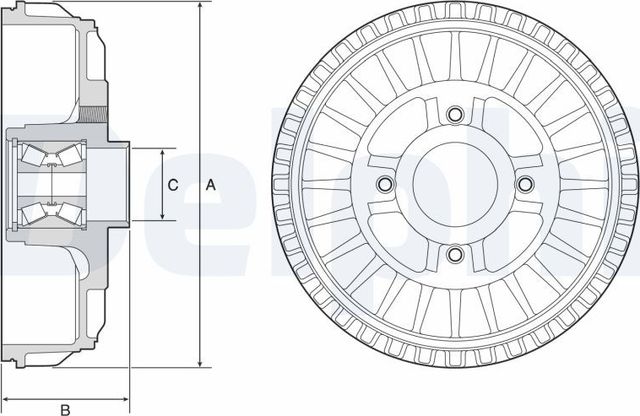 Тормозной барабан Delphi задний для Nissan Almera G15 2012-2015. Артикул BFR622