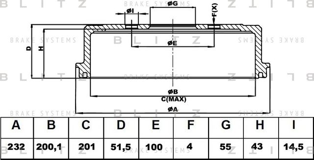 Барабан тормозной TOYOTA YARIS 99 (Blitz). Артикул BT0122