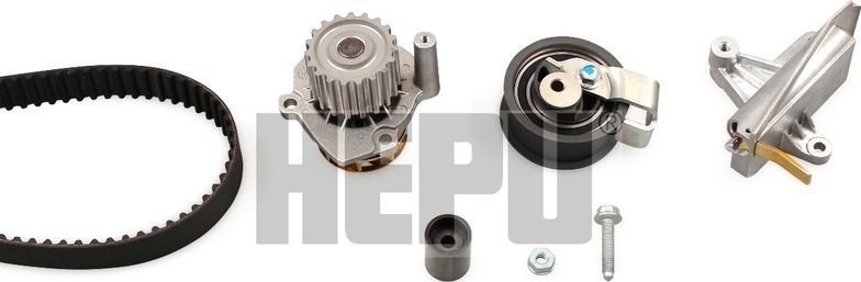 Помпа (водяной насос) с комплектом ремня ГРМ Hepu. Артикул PK05652