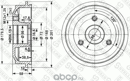 Тормозной барабан Stellox. Артикул 6025-1901-SX