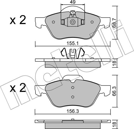 Тормозные колодки Metelli передние для Renault Twingo II 2008-2014. Артикул 22-0335-1