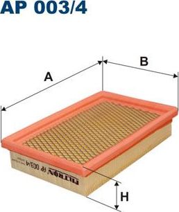 Воздушный фильтр Filtron для Chrysler ES 1988-1989. Артикул AP 003/4
