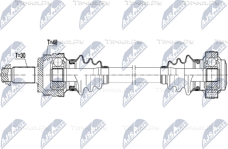 Полуось (привод в сборе, приводной вал) NTY. Артикул NPW-BM-107