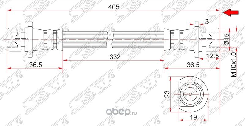 Шланг тормозной задний Таиланд HONDA HR-V 98-05  (SAT). Артикул ST01466S2H000