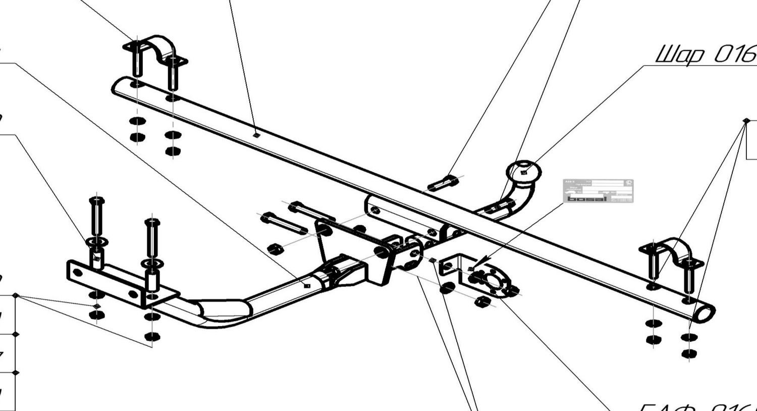 Фаркоп Oris (ранее Bosal) для Lada 4х4 Urban 2014-2026. Артикул 1233-A
