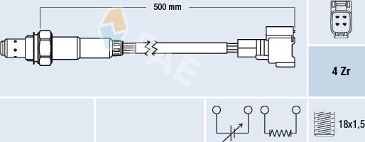 Лямбда-зонд (кислородный датчик) FAE для Subaru Justy III 2003-2007. Артикул 77297