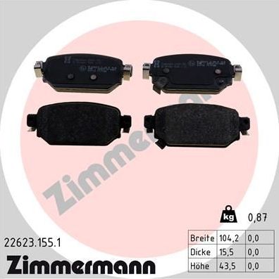 Тормозные колодки Zimmermann. Артикул 22623.155.1