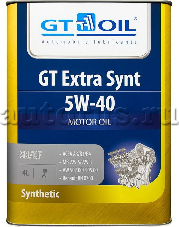 Масло GT Extra Synt  SAE 5W-40  API SN/CF син.  4 л (GT OIL). Артикул 8809059407417