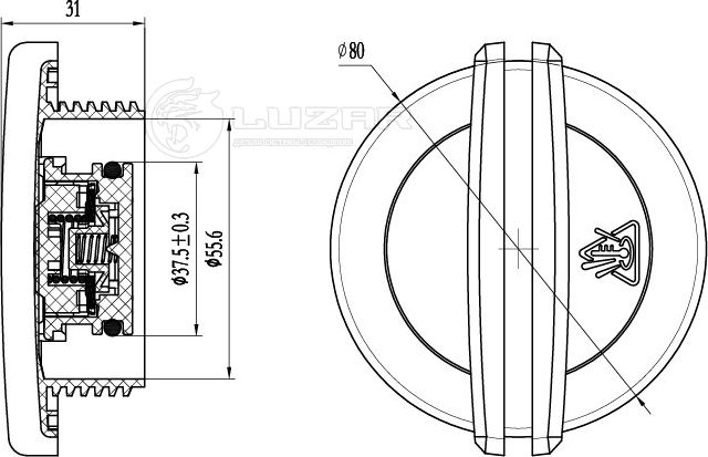 крышка (пробка) расширительного бачка LUZAR для а/м VW Polo (10-)/Golf (08-)/Sko Luzar (полимерный материал). Артикул LL 1836
