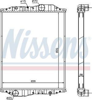 Радиатор охлаждения двигателя Nissens для MAN Lion's City 2009-2026. Артикул 696090
