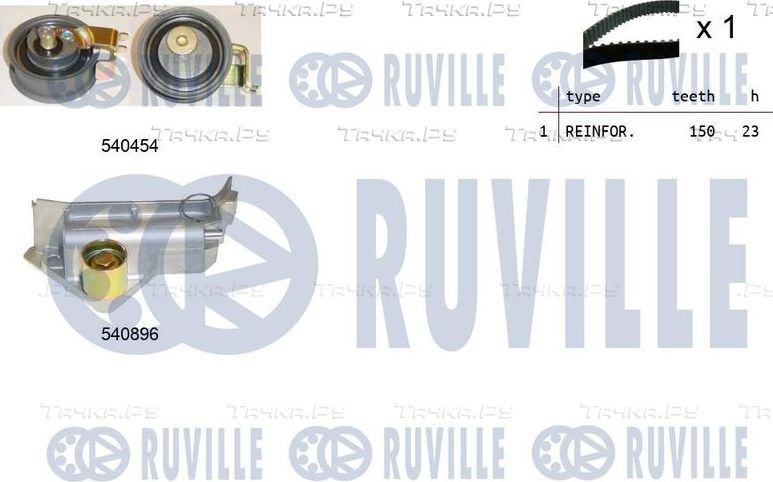 Ремень ГРМ с роликами (комплект) Ruville для Volkswagen Sharan I 1997-2010. Артикул 550104