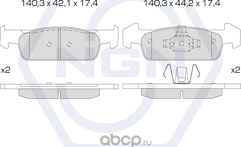 Колодки тормозные керамические, передние (NGN). Артикул 3501973