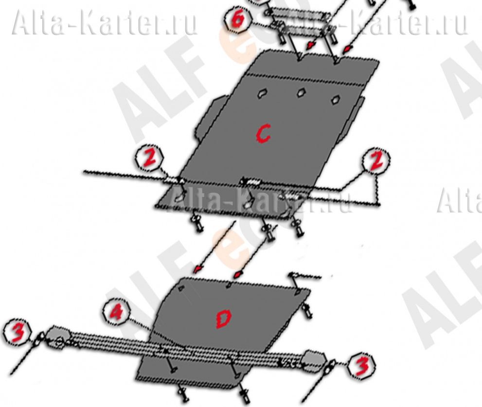 Защита алюминиевая Alfeco для КПП Infiniti QX80 2014-2026. Артикул ALF.29.15.1al