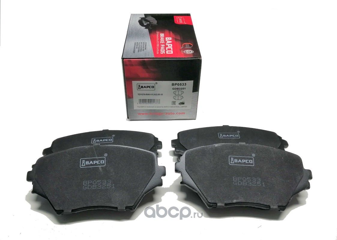 Колодки тормозные дисковые пер. TOYOTA RAV 4 II (_A2_) 00-05 (Bapco) Bapco. Артикул BP0533