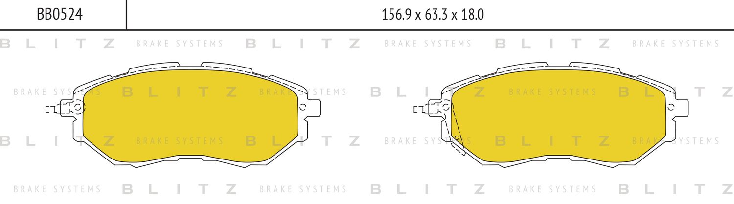 Колодки тормозные SUBARU LEGACY/OUTBACK/TRIBECA 03- перед. (Blitz). Артикул BB0524