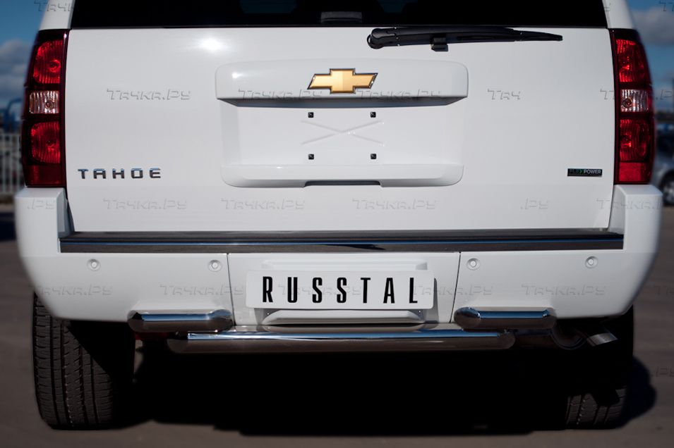 Защита RusStal заднего бампера d76/63 для Chevrolet Tahoe III рестайлинг 2011-2014. Артикул CTHZ-000932