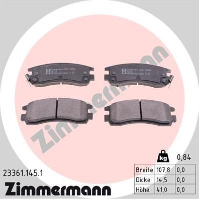 Тормозные колодки Zimmermann задние для Buick Regal III 1991-1997. Артикул 23361.145.1