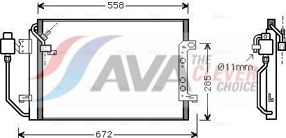 Радиатор кондиционера (конденсатор) AVA (алюминий) для Mercedes-Benz A-Класс I (W168) 1997-2004. Артикул MSA5257D