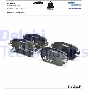 Тормозные колодки Delphi (Low-Metallic) задние для Nissan X-Trail T32 2013-2025. Артикул LP3145