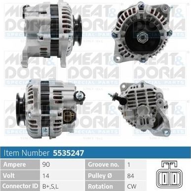 Генератор Meat & Doria для Nissan Almera N16 2000-2003. Артикул 5535247