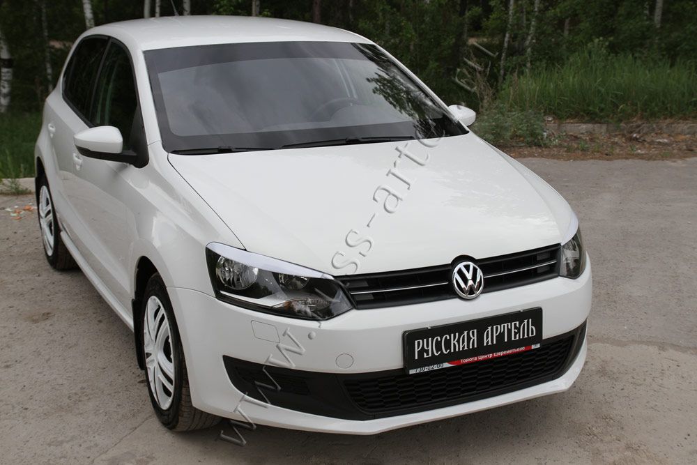 Накладки Русская Артель на передние фары (реснички) для Volkswagen Polo V 2009-2016. Артикул REVWP5-014000