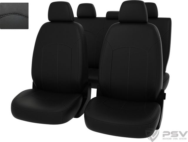Чехлы PSV Оригинал на сидения для VW Polo V 2009-2026, цвет Черный/отстрочка черная. Артикул 125813