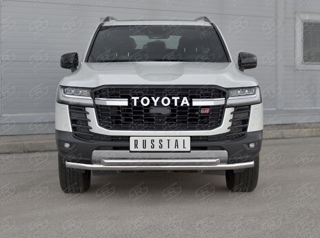 Защита RusStal переднего бампера d63 секции-d42 дуга для Toyota Land Cruiser 300 GR Sport 2021-2026. Артикул TLCZ-003960