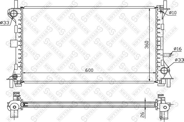 Радиатор охлаждения двигателя Stellox. Артикул 10-25159-SX