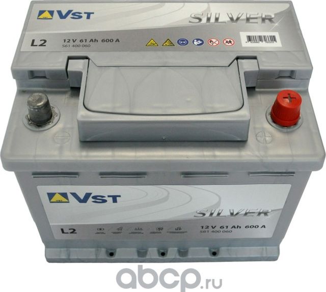 АКБ VST SILVER 6СТ-61.0 A/h L2 (-/+) 12V 600A EN 242x175х190 / 561 400 060 VST. Артикул 561400060