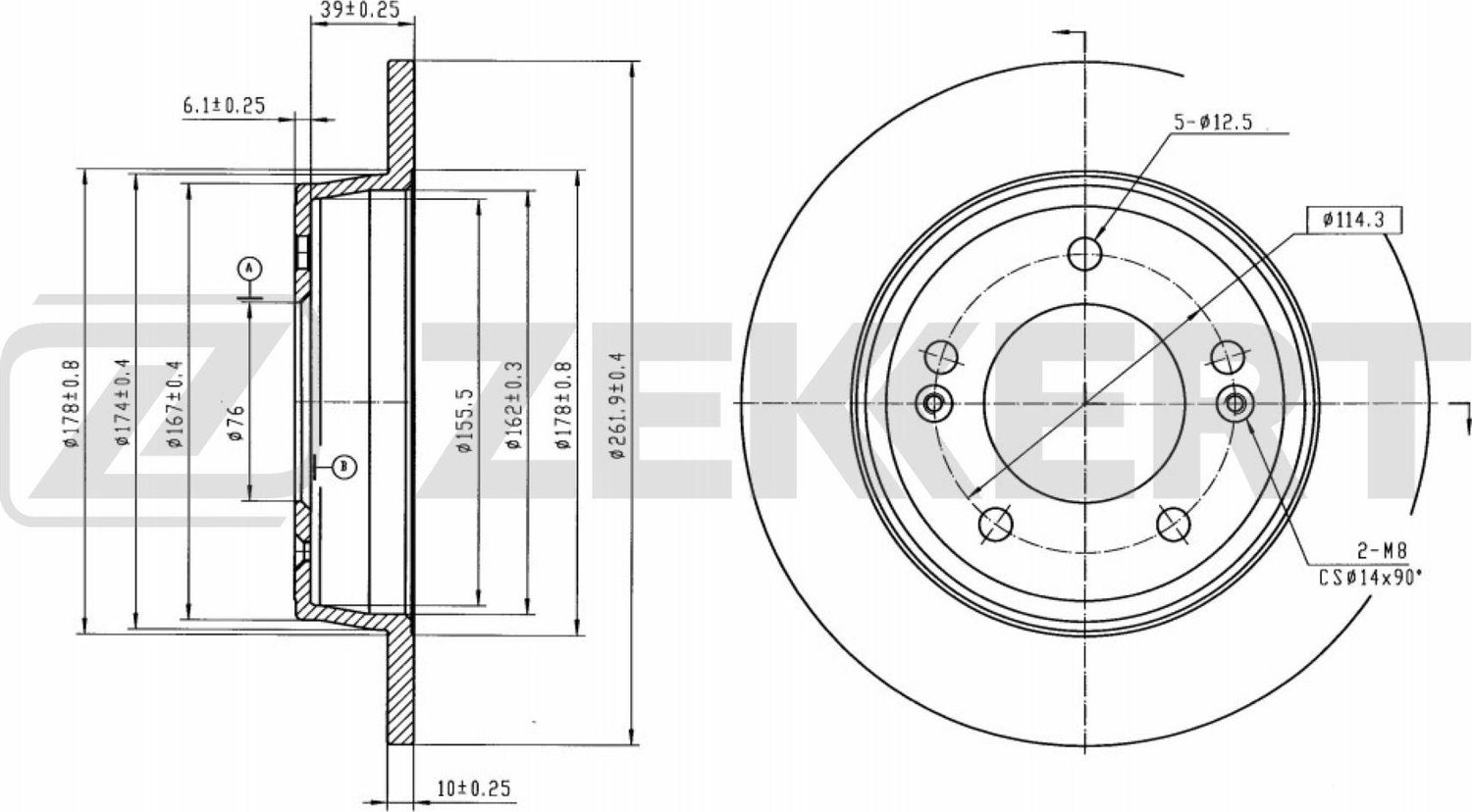Тормозной диск Zekkert. Артикул BS-5800B