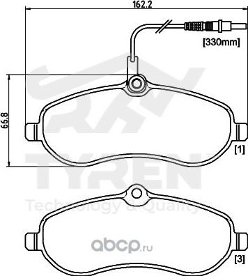 Дисковые тормозные колодки (Tyren). Артикул TYR1211571