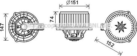 Вентилятор, мотор печки (отопителя) салона AVA. Артикул HY8434