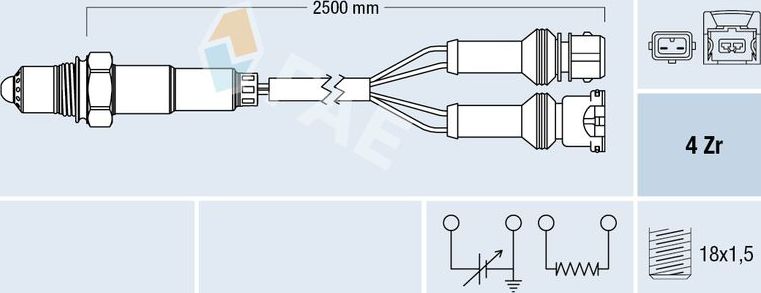 Лямбда-зонд (кислородный датчик) FAE. Артикул 77639