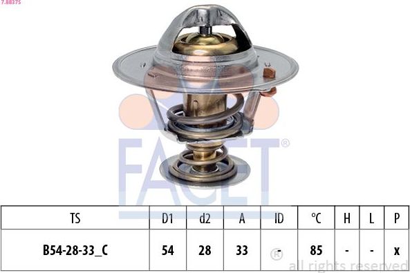 Термостат Facet Made in Italy - OE Equivalent. Артикул 7.8837S