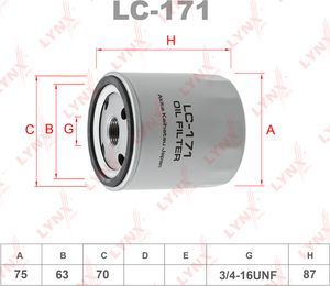 Масляный фильтр LYNXauto для Toyota Auris I 2007-2008. Артикул LC-171