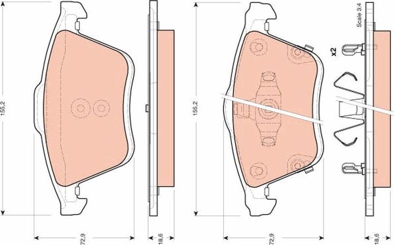 Тормозные колодки TRW. Артикул GDB3400