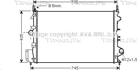 Радиатор охлаждения двигателя AVA для Opel Vectra C 2005-2008. Артикул OLA2462