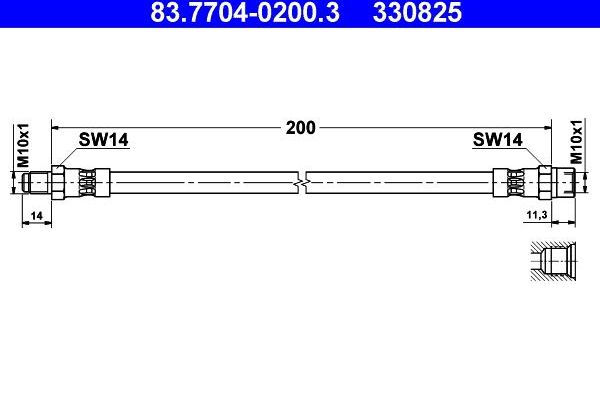 Тормозной шланг ATE задний для BMW Z3 I 1995-2002. Артикул 83.7704-0200.3