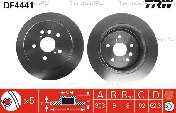 Тормозной диск TRW. Артикул DF4441