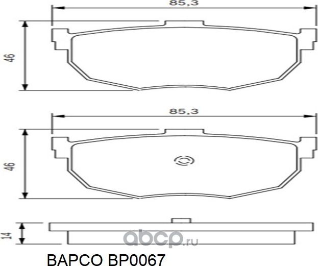 Колодки тормозные дисковые зад. KIA CERATO Hatchback (LD) 04- SPECTRA (Bapco). Артикул BP0067