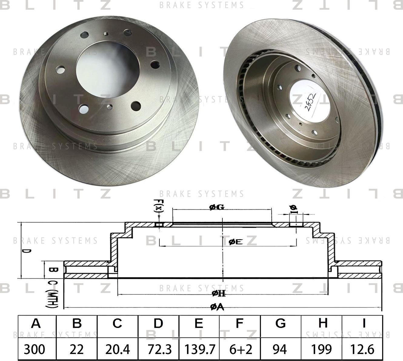 BS0653_диск тормозной задний!/ Mitsubishi Pajero III/IV/Pajero Sport 3.5-3.8i/2. (Blitz). Артикул BS0653