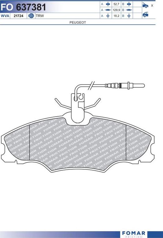 Тормозные колодки Fomar. Артикул FO 637381