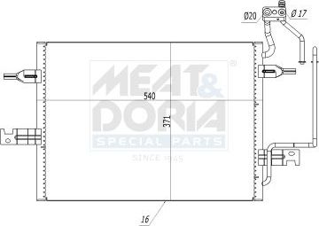 Радиатор кондиционера (конденсатор) Meat & Doria для Opel Meriva A 2003-2010. Артикул 991101