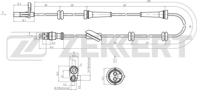 Датчик ABS Zekkert передний правый для Fiat Doblo I 2001-2015. Артикул SE-6227