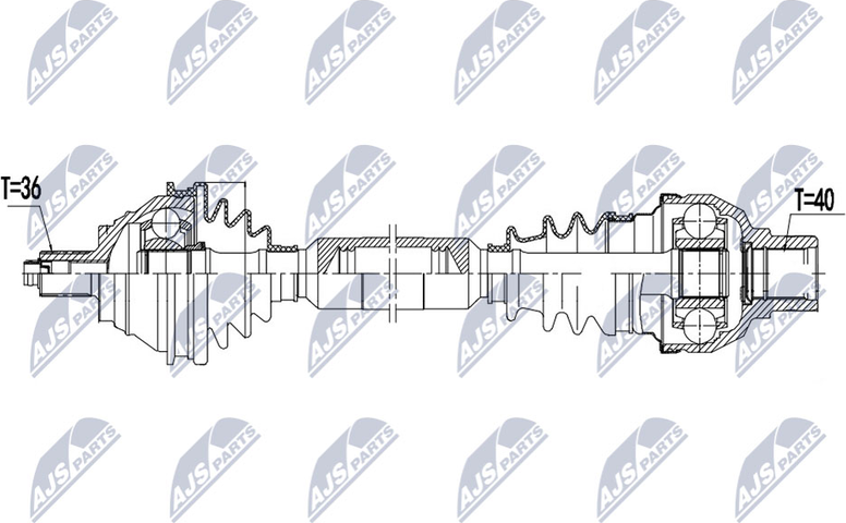Полуось (привод в сборе, приводной вал) NTY. Артикул NPW-VW-175